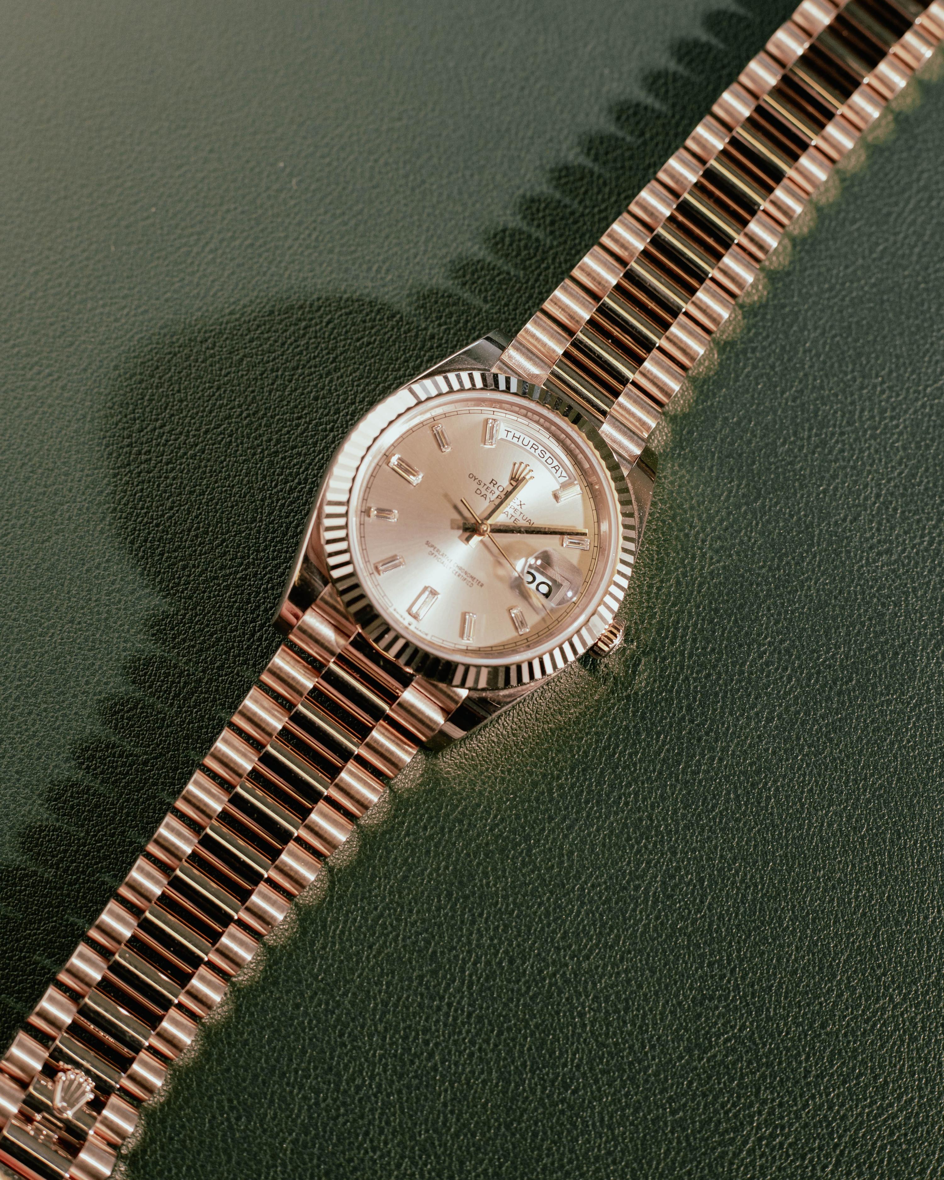 Rolex Day-Date 40mm Sundust Baguette Dial (Ref. 228235) - 2020 Watch with Card